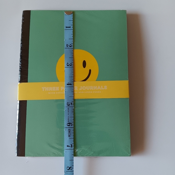 NEW Elum Journal Set of 3 Lined Pages Smiley Faces 7" x 5" Green Yellow Blue - Picture 3 of 4